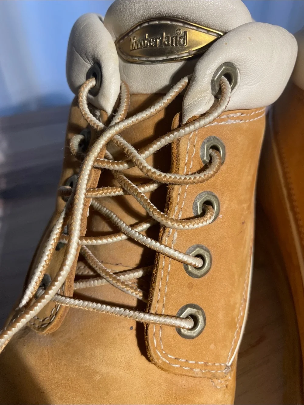 Timberland Wheat Nubuck Ankle Work Boots with Cream Collar